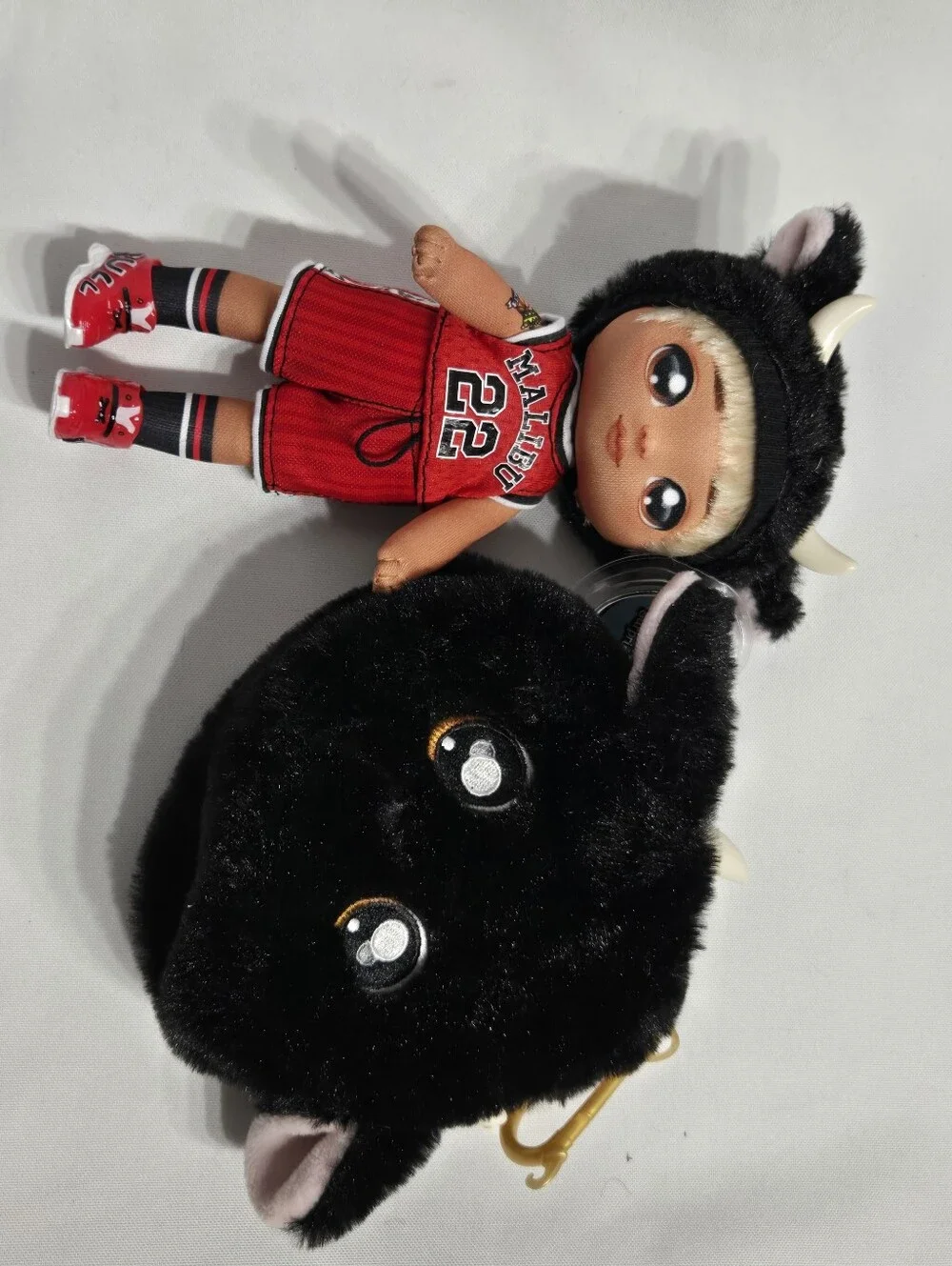 Tommy Torro bull-themed soft fashion doll & matching clip-on plush pom purse Na!